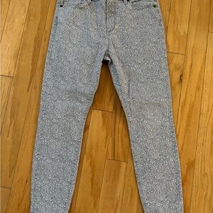 Loft Jeans Pebbled Print Modern High Waist Skinny Leg Ankle Pants S 4